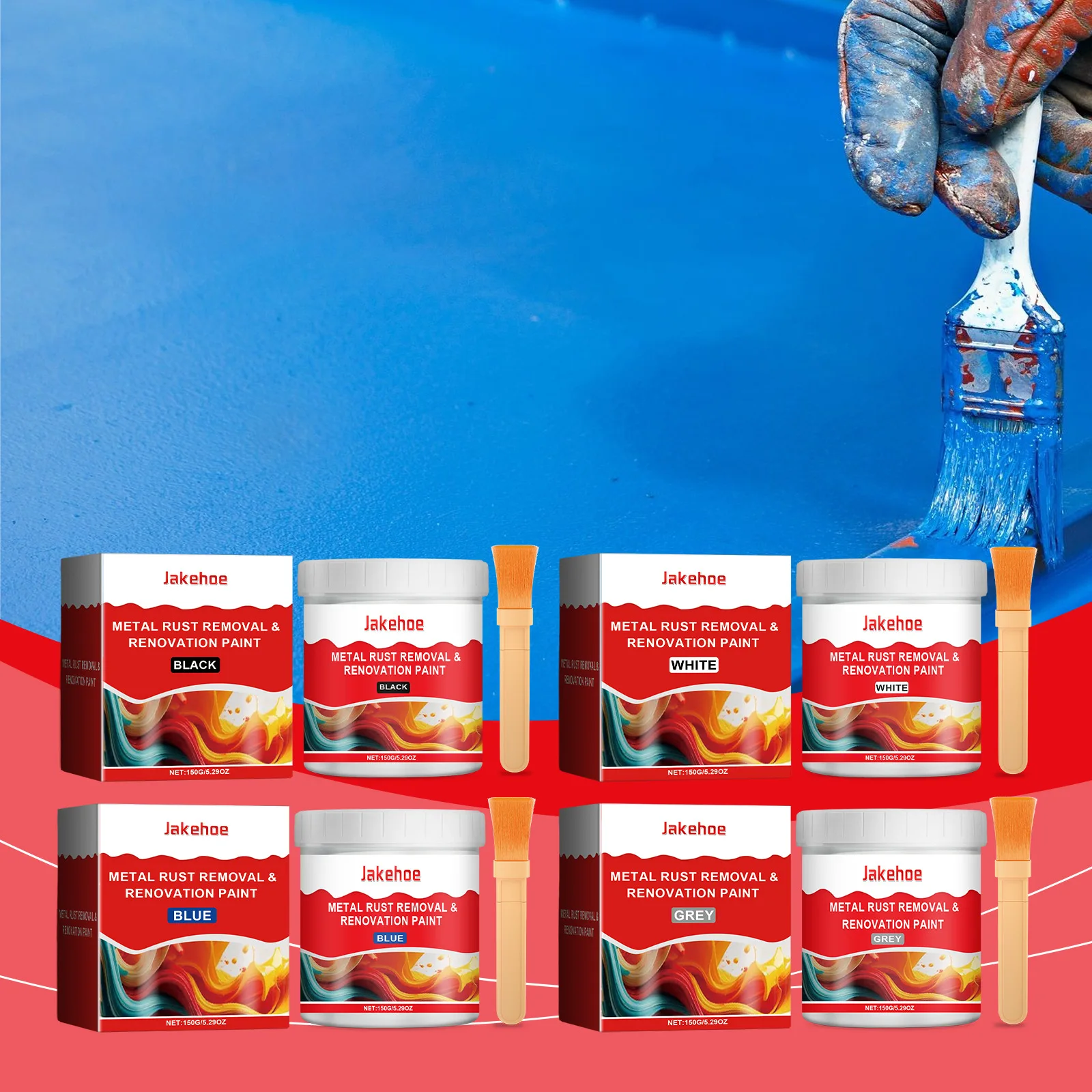 Wholesale JAKEHOE Metal Primer Refurbished Waterproof Rust proof Multi color Waterborne Metal Rust Removal Refurbished Paint