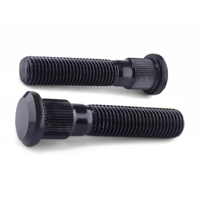 High-strength alloy steel M12 knurled wheel bolts grade 10.9 black hub bolts for automotive wheels