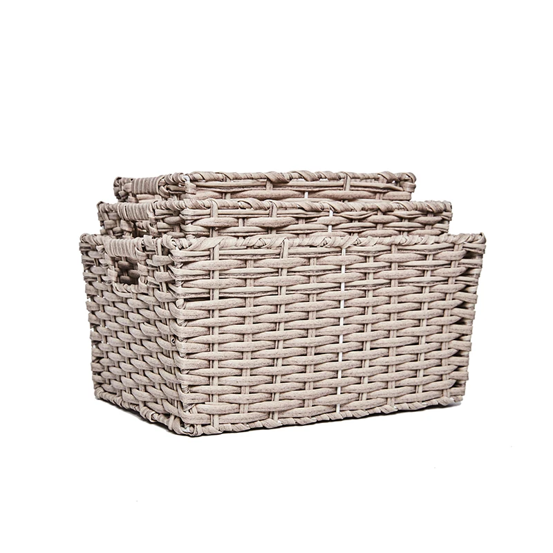 set 3 PP rattan baskets wholesale