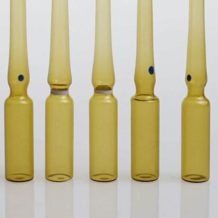 Injectable 1ml 2ml 10ml ISO glass Ampoules with Breaking Ring High Quality Ampoule with blue Color ring blue dot