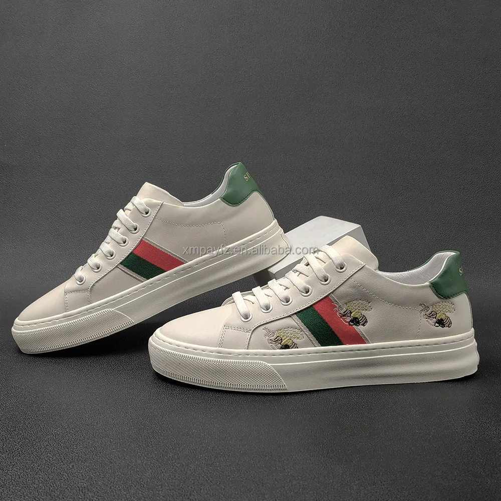 Dropshipping GG Bees design brand sneakers for men gu cci cowhide custom logo new style luxury casual shoes