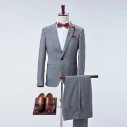Low price silver coat pant men 3 piece office suit with gray vest