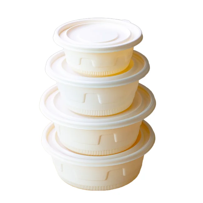 Wholesale Biodegradable Eco Friendly Cornstarch Soup Bowl Disposable Bowl with Lid for Takeaway