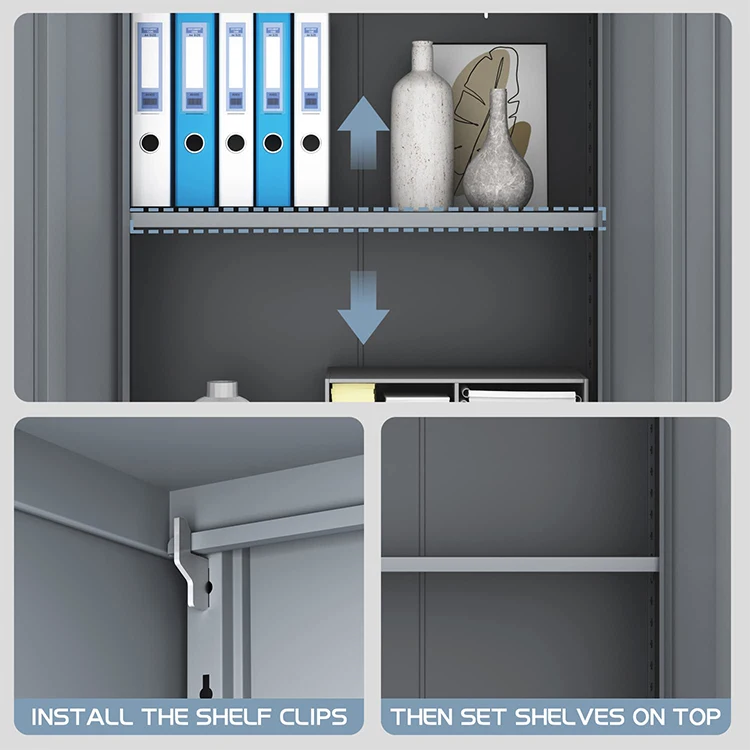 JH-Mech Wall Storage Cabinet OEM High Quality Office  lock Adjustable Shelf Grey Steel Foldable Wall Cabinet
