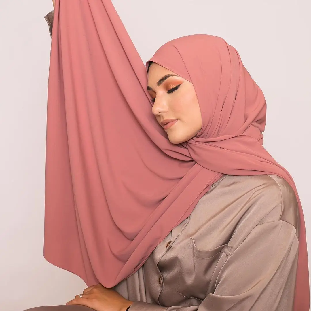 customize Luxury opaque soft medina silk hijabs stretchy chiffon muslim shawl hijab scarves