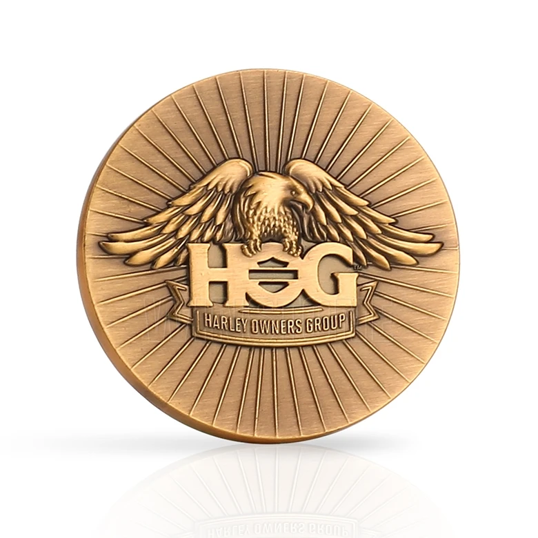 Custom 3D Antique Bronze High Relief Die Struck Challenge Coins for Marathon Race