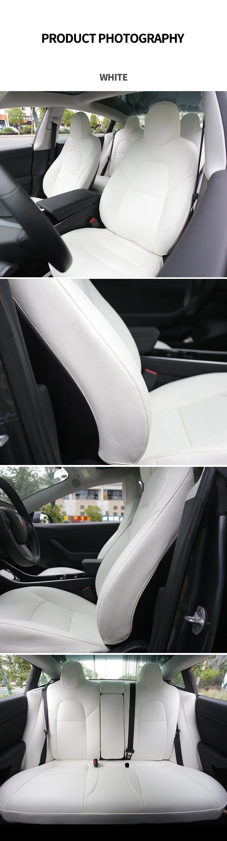 Car Seat Covers  Full Covered PU Leather Cushion Cover For 2022 Tesla Model Y