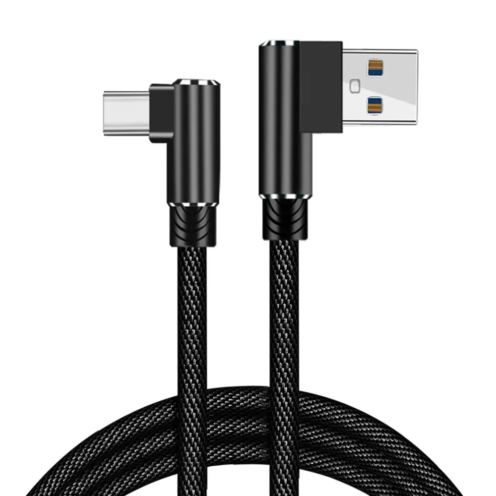 2.4A Elbow Nylon Fast Charging Cable Braided Micro USB Cable 1M Wire Line For iPhone Samsung Huawei Data Cable