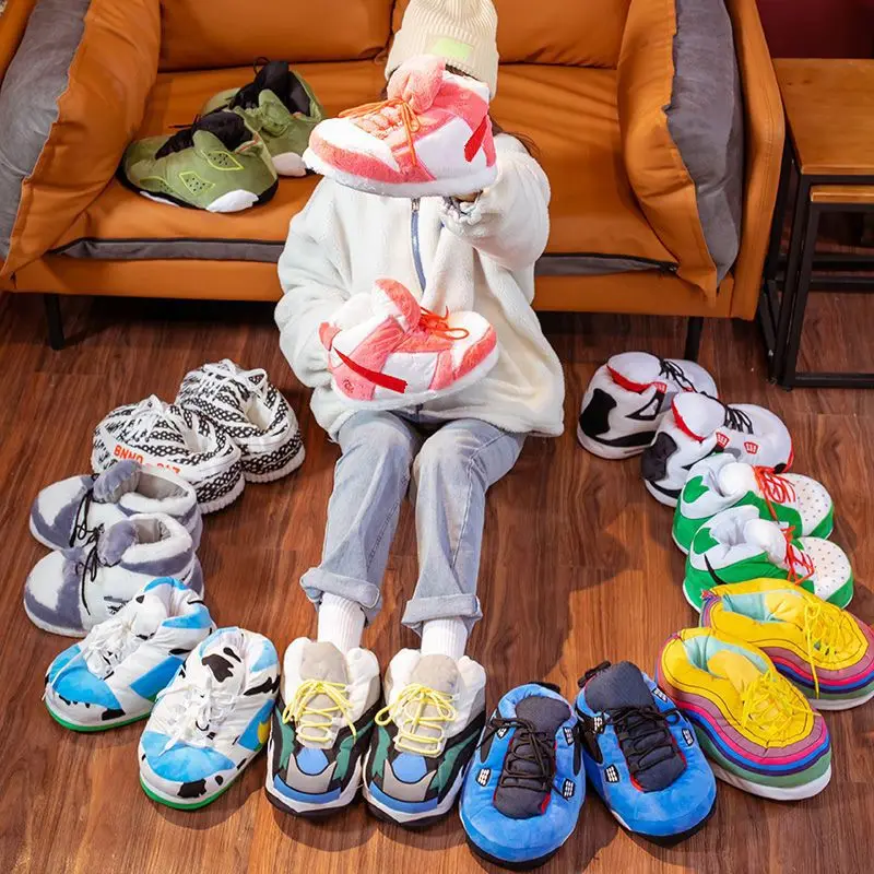 Hedian Factory Price 2024 HOT home slipper costoum plush sneakers one size fits all sneaker slippers men