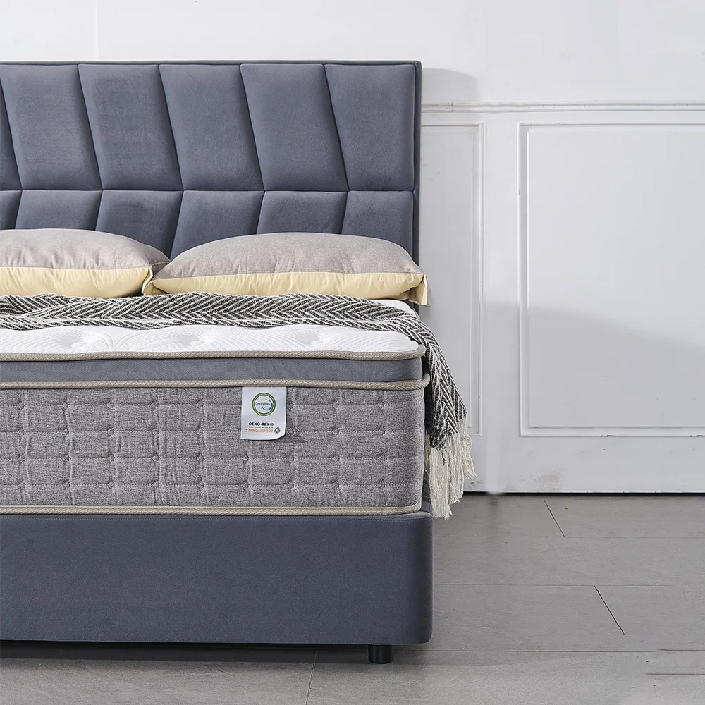 Modern bedroom furniture set luxury king size bed classic up-holstered solid wood bed frame manufacture