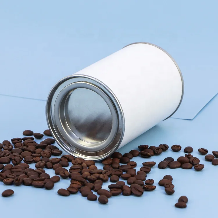 Metal lid round white paper box coffee bean protein powder food grade paper tubes airtight packaging