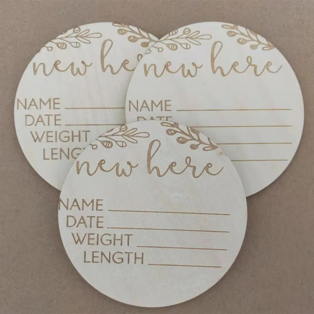 Custom Newborn Baby Wood Milestone Card Wooden Name Sign