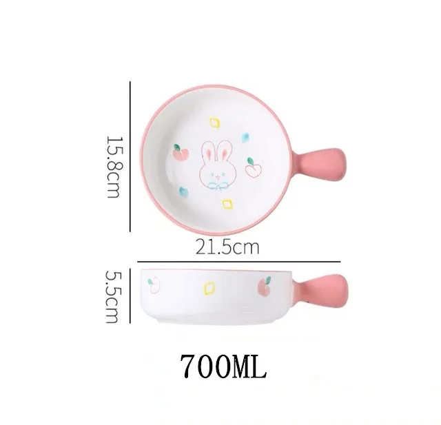 2021 Nordic Cute Kitchen Ceramic Noodles Salad Bowl Baking Dish Milk Pot