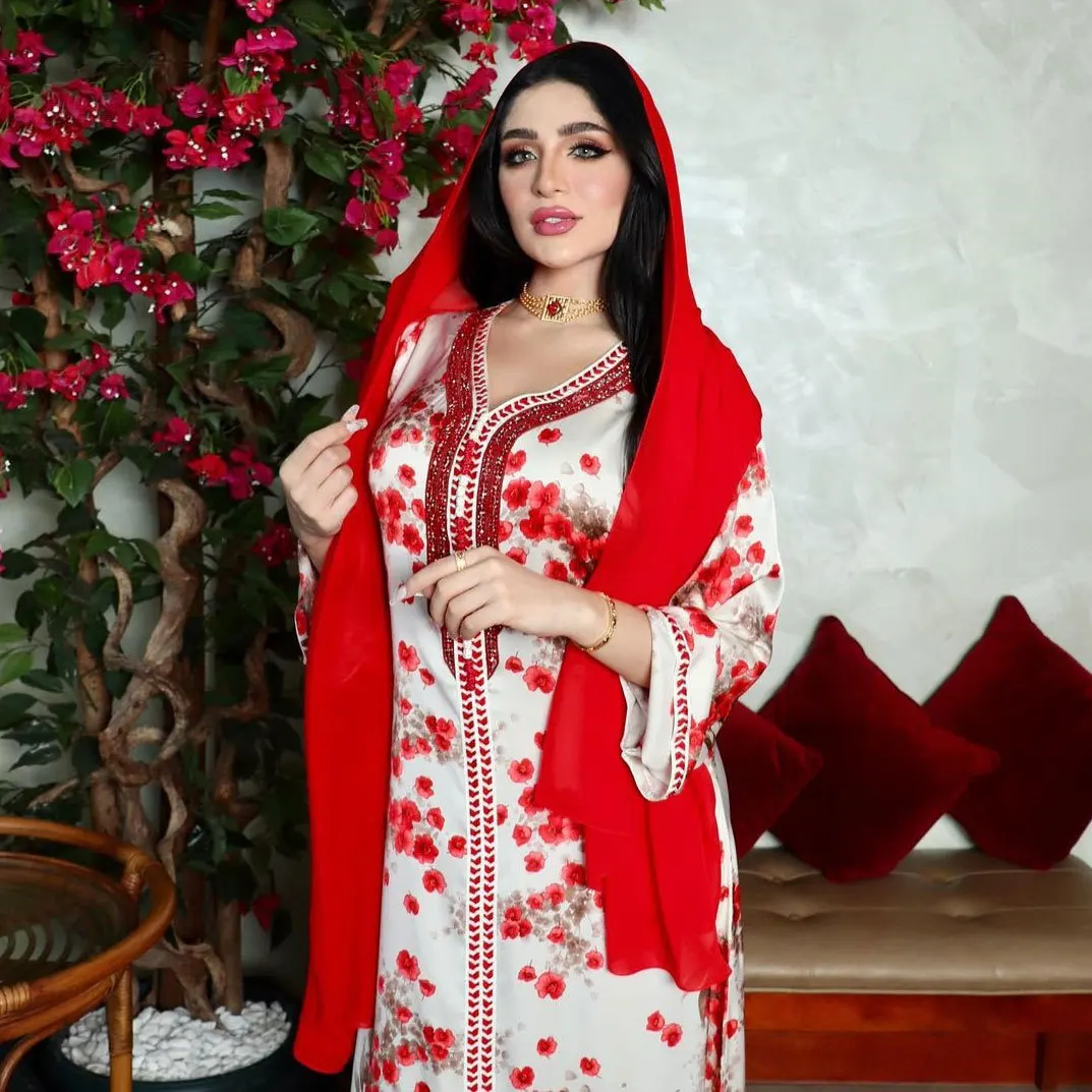 Y AB157 Autumn and winter leisure traditional muslim clothing Fashion rhinestone Arabic Southeast Asian printed robe