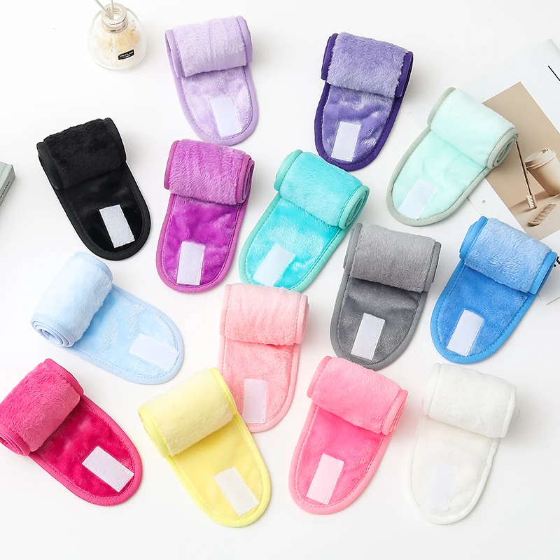 Wholesale Spa Facial Headband Adjustable Makeup Hair Band with Magic Tape Stretch Head Wrap for Face Washing Bath Shower Yoga