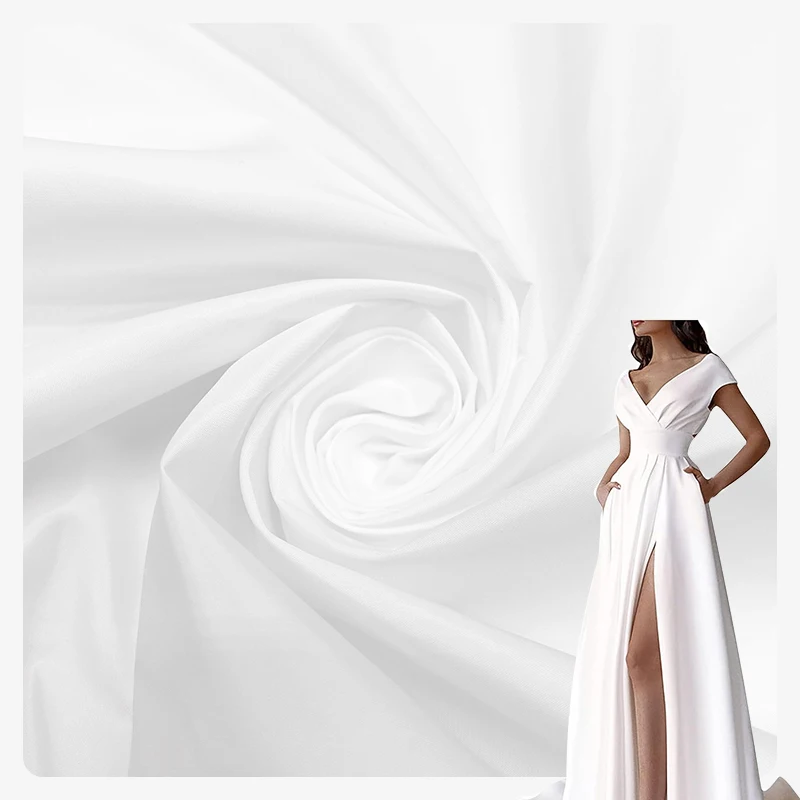 Wholesale Garment Material Silk Fabric Satin 100% Polyester Cloth Bridal duchess Satin fabric for Dress Wedding