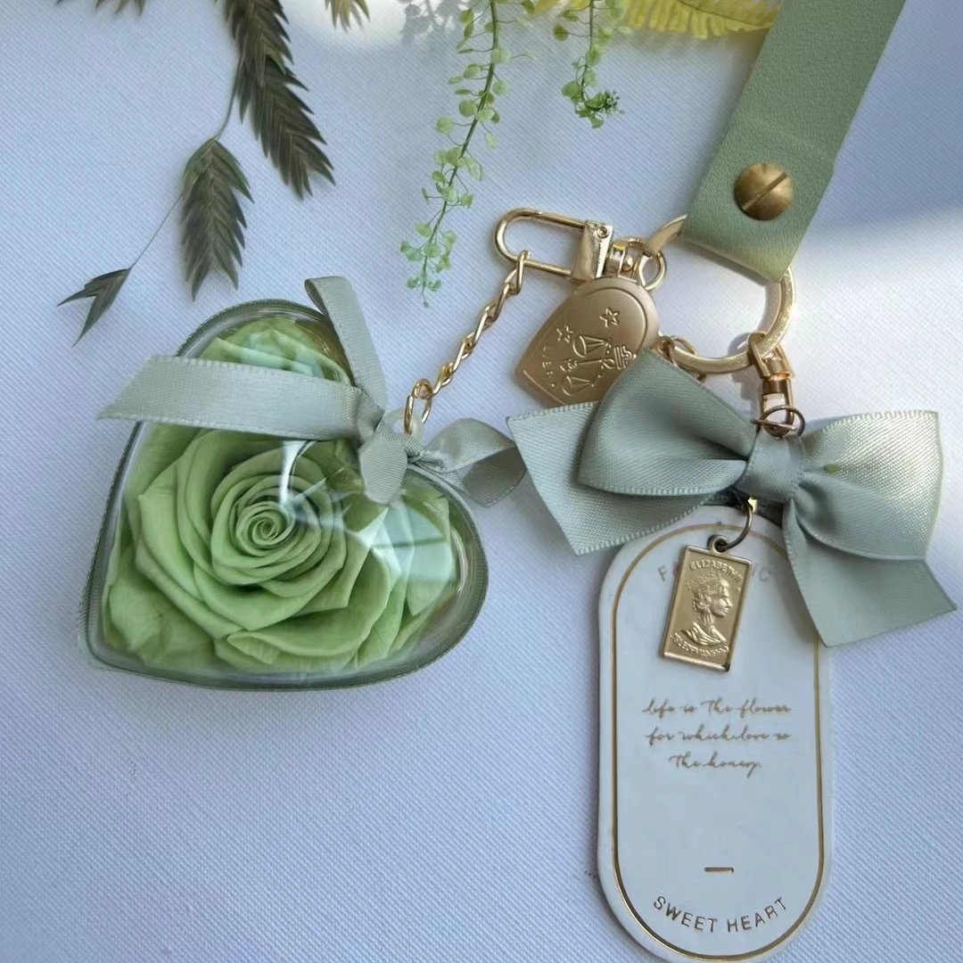 Preserved flower gift DIY keychain  eternity everlasting rose flower gift exquisite hand made Preserved Rose Keychain