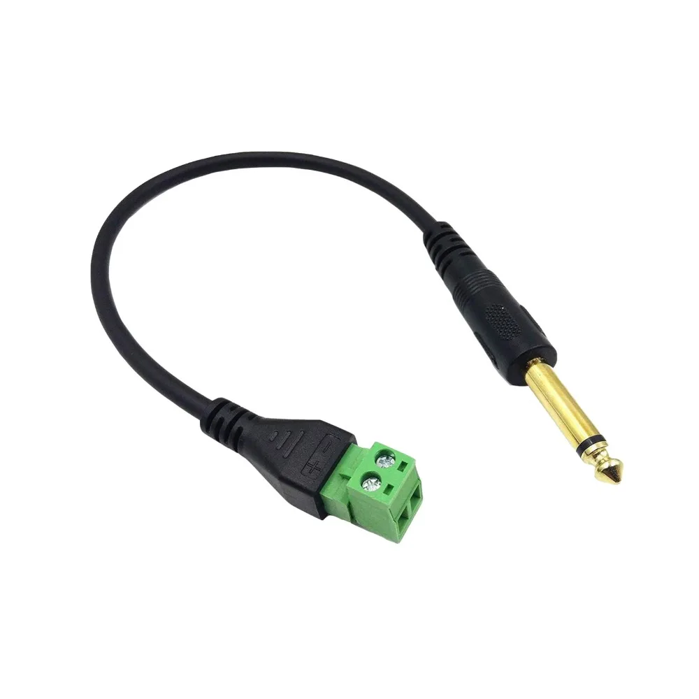 6.35mm Audio Mono Male to 2Pin Screw Terminal Female 30cm Converter Adapter Connector Cable Wire Audio 6.35mm Gold-plated Male