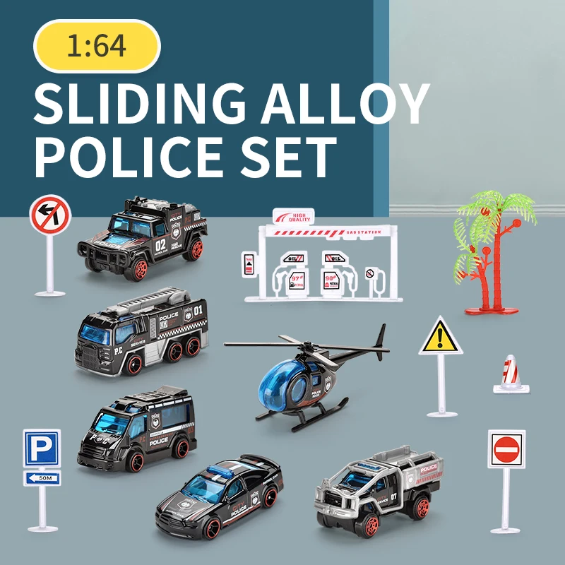 1:64 Police Car Set Toys Diecast Mini Alloy Car