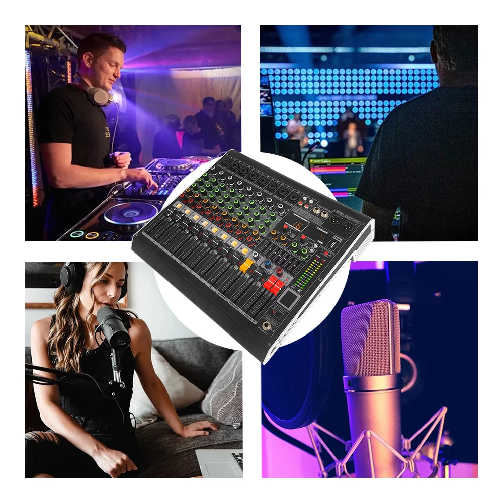 GAX-MC8 Digital Effects 8-Channel Mixing Console 24 Bit DSP Blueteeth Mixing Console Equipment DJ Mixing Console Equipment