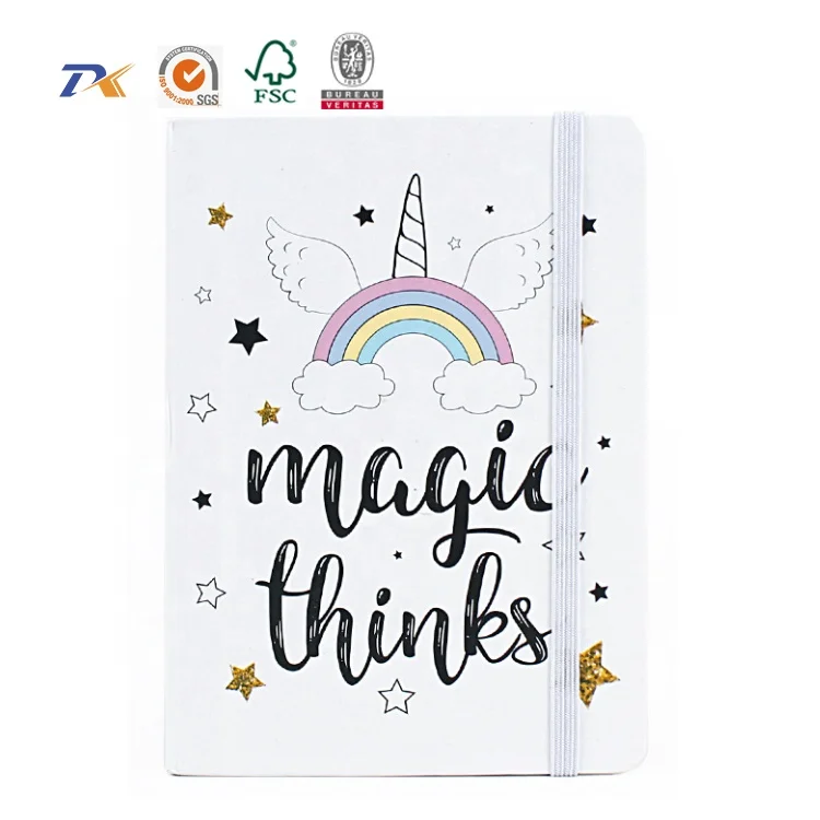 
2020 new design hard cover elastic band notebook good quality notebook A5 A6 A7 fashionable unicorn notebook 