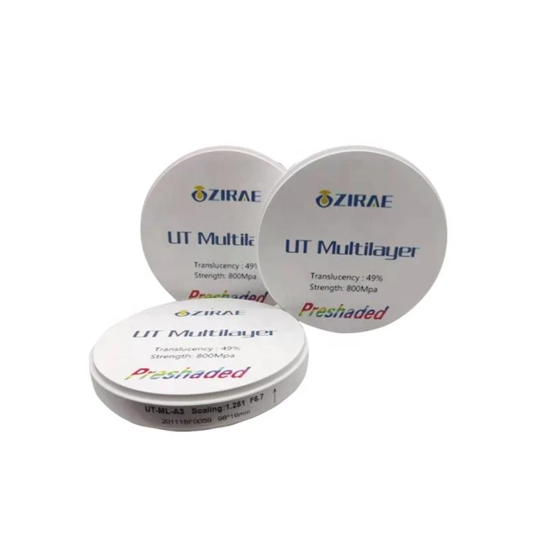 CE approved 49% translucent UT  multilayer  zirconia dental block/ zirconia blank disk for CAD CAM Open system