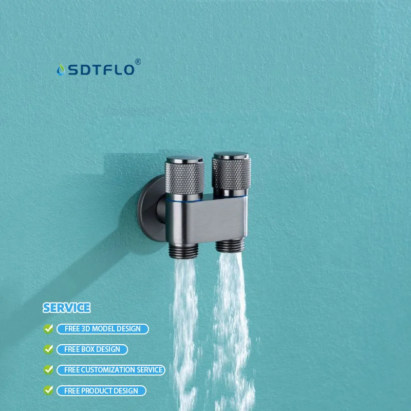 Hygienic Shower Toilet Bidet Sprayer Shower Head Double Outlet Angle Valve Wall-mounted Double Outlet Bidet Toilet Accessories