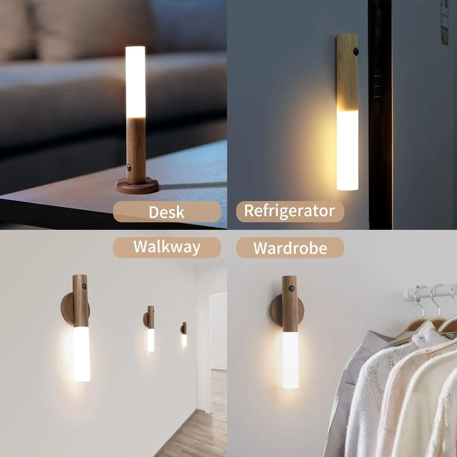 Portable Wireless Magnetic USB Rechargeable  Smart Indoor  Sensor Control Wall Induction Lamps for Living Bed Room