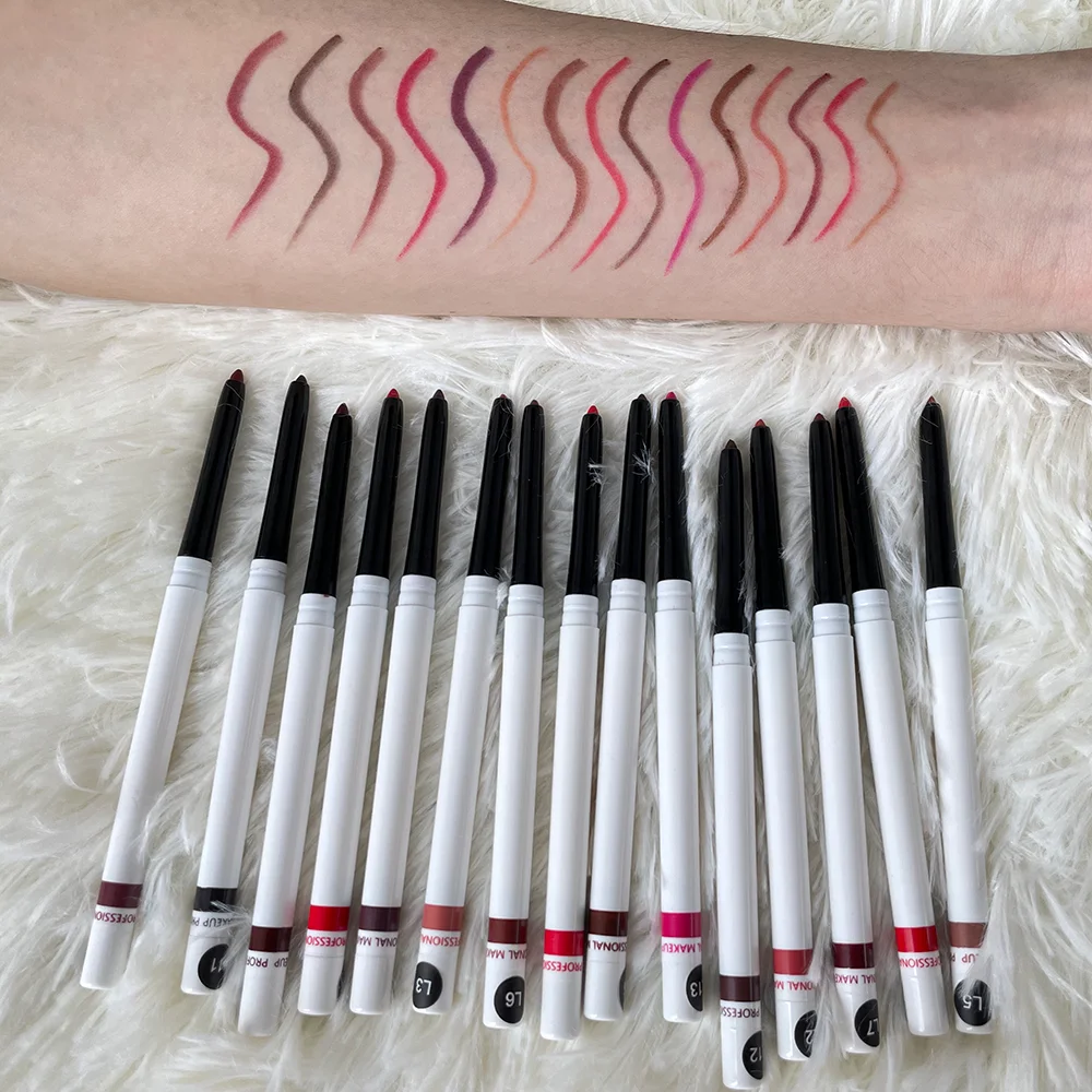 15 colors pink custom lip liner waterproof private label lip liner cream brown lip liner pencil