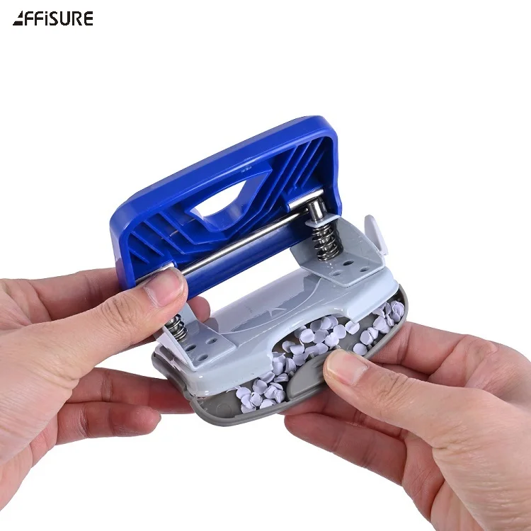 Customized Logo High-quality 8mm Manual Plastic 2 Hole Punch 20 Sheets For Binding Notebook