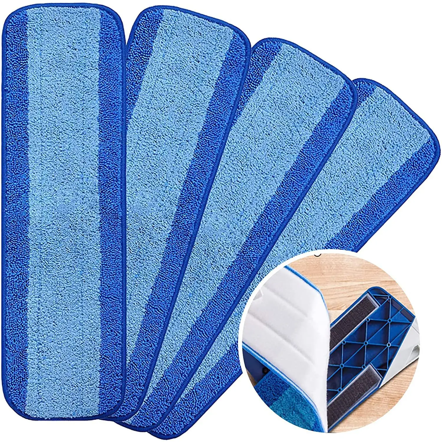 Adapted to Bona Mop Cloth Replacement Head Plate Pasting Microfiber Mop Cloth Blue Striped Reusable Cleaning Mop Pads