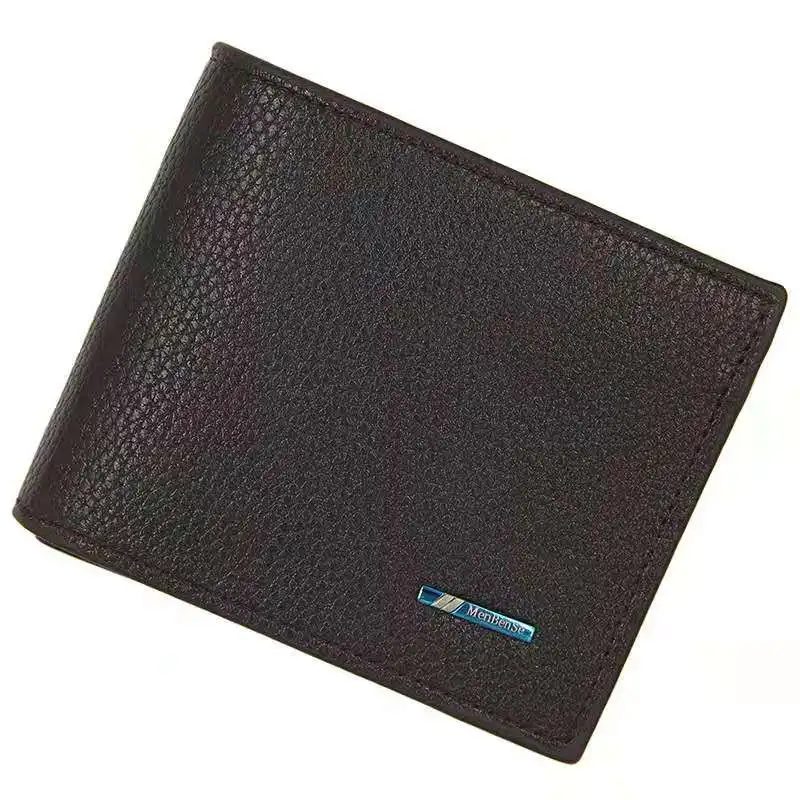 Wholesale designer custom classic casual men quilted wallet 2021 pu leather brown trifold wallet