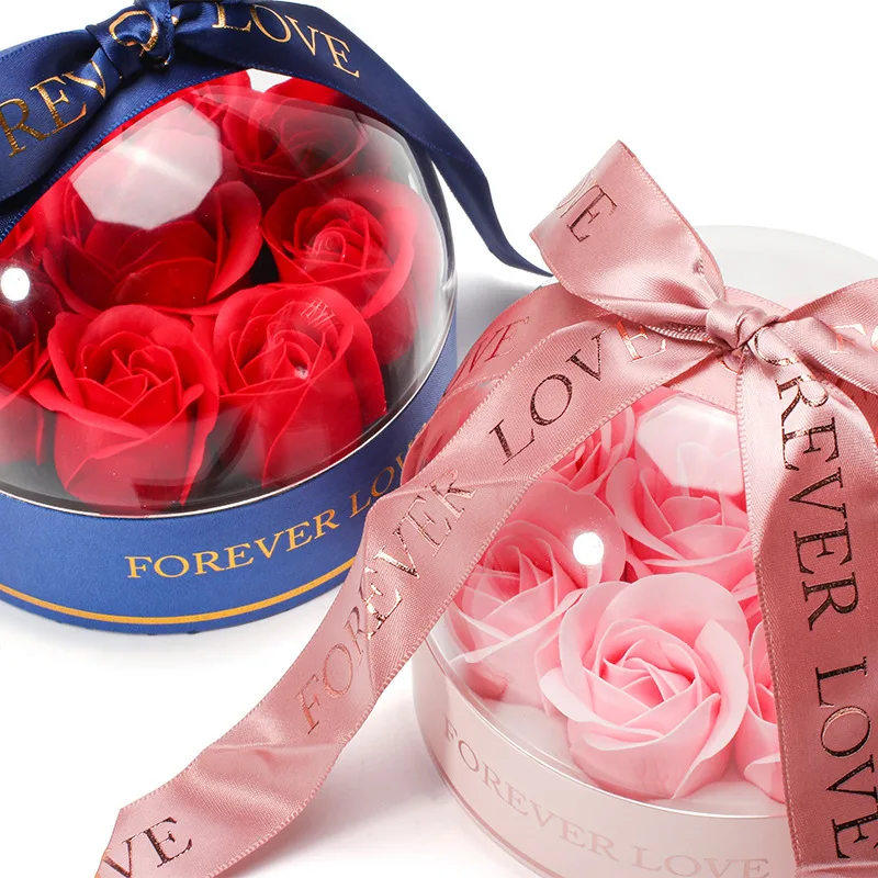 Hot Sale Round Shape Soap Flower Jewelry Box Earrings necklace Jewelry Box With Ribbon