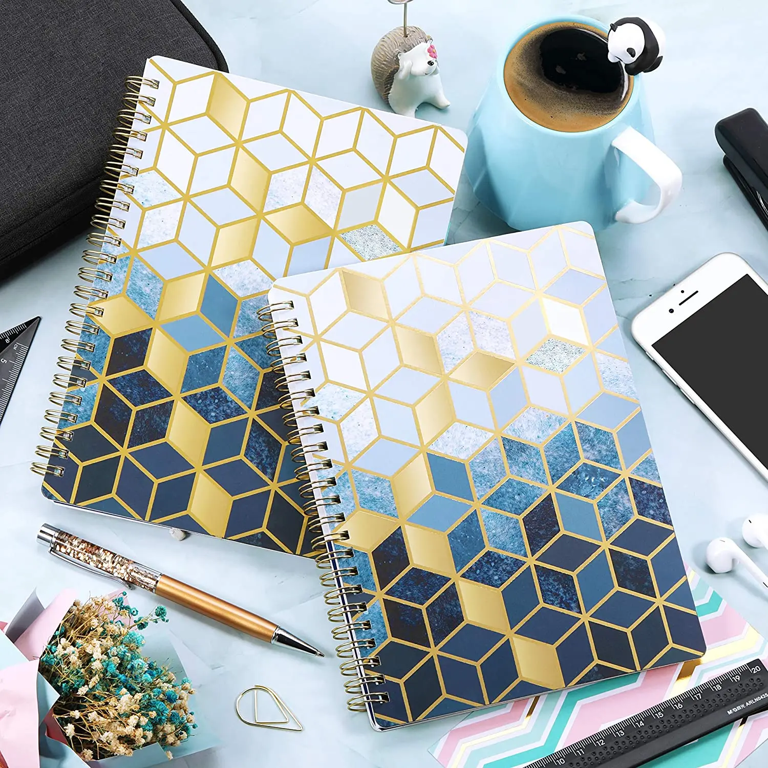 Sketchbook with Premium Thick Paper Dividers Gift Flexible Hardcover with Golden Binding Page Quick Finder