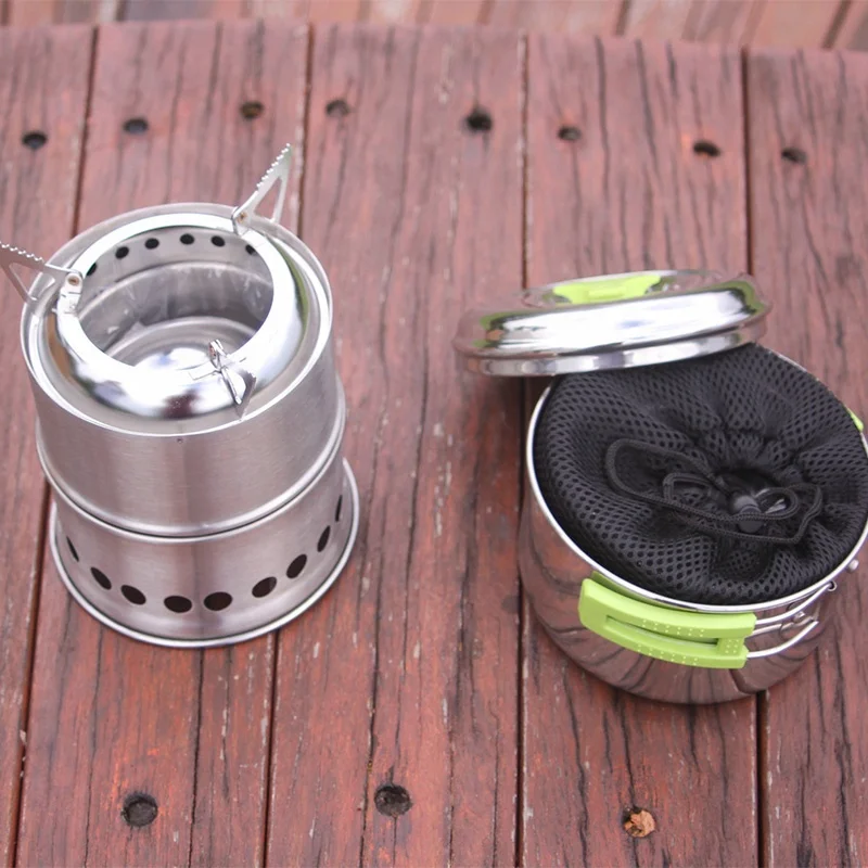 HOT SALE Outdoor Wood burning Stove Stainless Steel BBQ Portable Stove Detachable Mini Stove for Picnic Camping