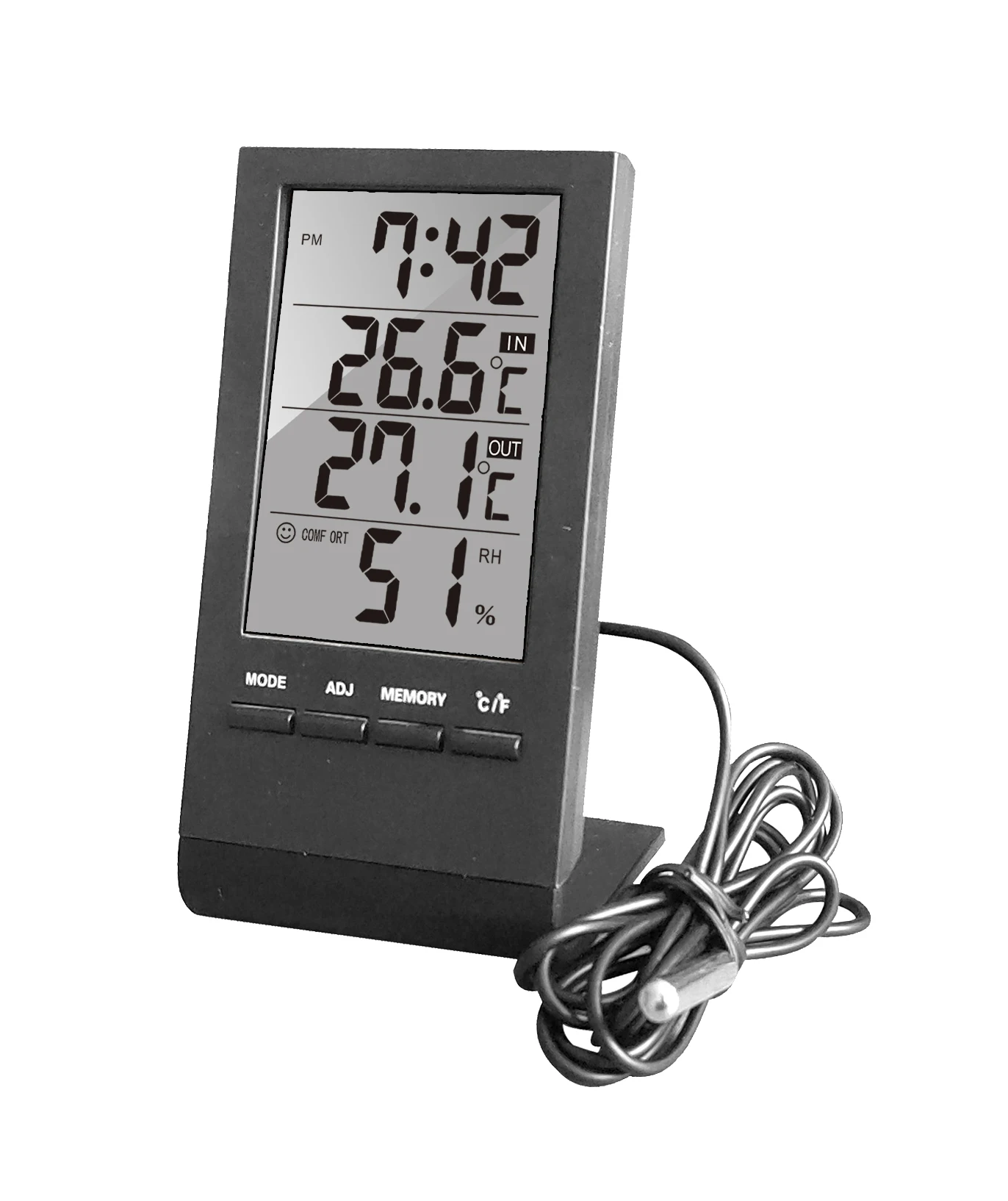 Digital LCD Display Wall   Hygrometer Thermometer Humidity Temperature Clock