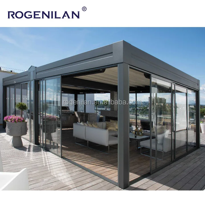 ROGENILAN Winter garden free standing aluminum double glass sunrooms glass houses  Patio Enclosure Sunroom