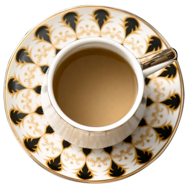 Coffee Cup Set New Design Turkish Coffee Cups Set Saucer Ceramic Gold Plated Home Espresso Tools Ethiopian Ceramic Coffee Cup