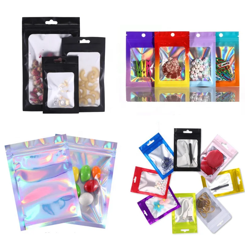 Custom Small Aluminum Foil Ziplock Phone Shell Data Cable Jewelry Cosmetic Mylar Packing Bags