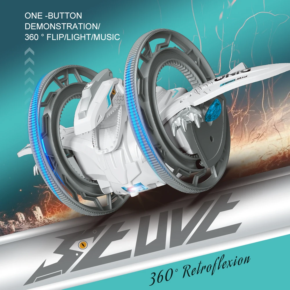 Two wheels RC stunt car rock crawler RC car 360 degree rotating rolling stunt car with cool light and music