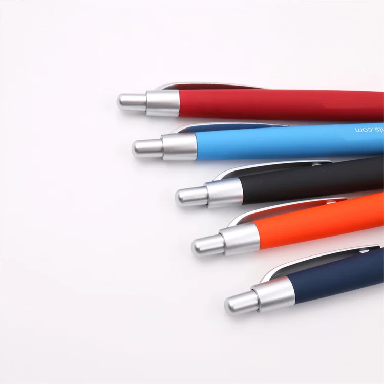 hot sale cheap promotional kawaii rubber coated plastic pen color press ball point pen