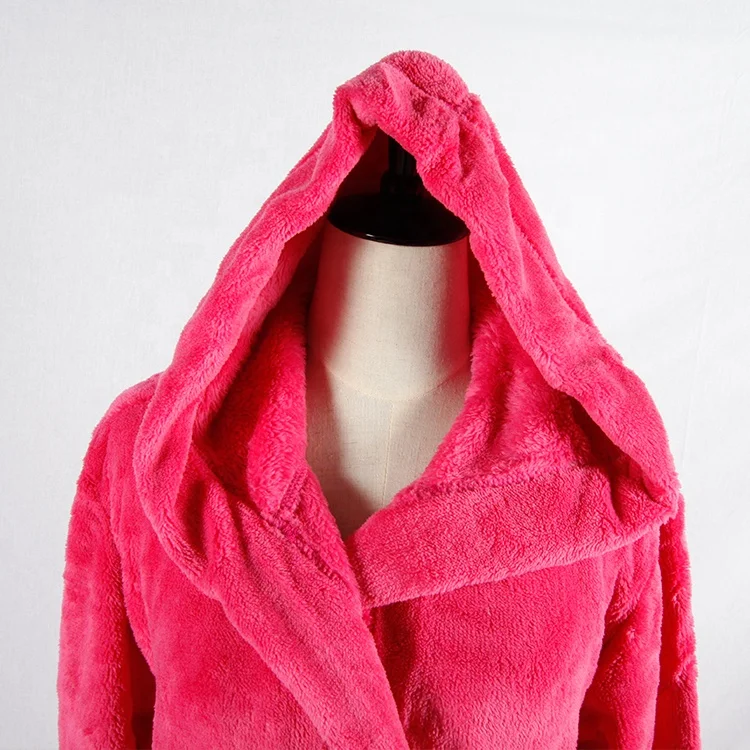 
plush cozy women bath robe with Hood Soft Comfy Warm Bathrobe dressing gowns 