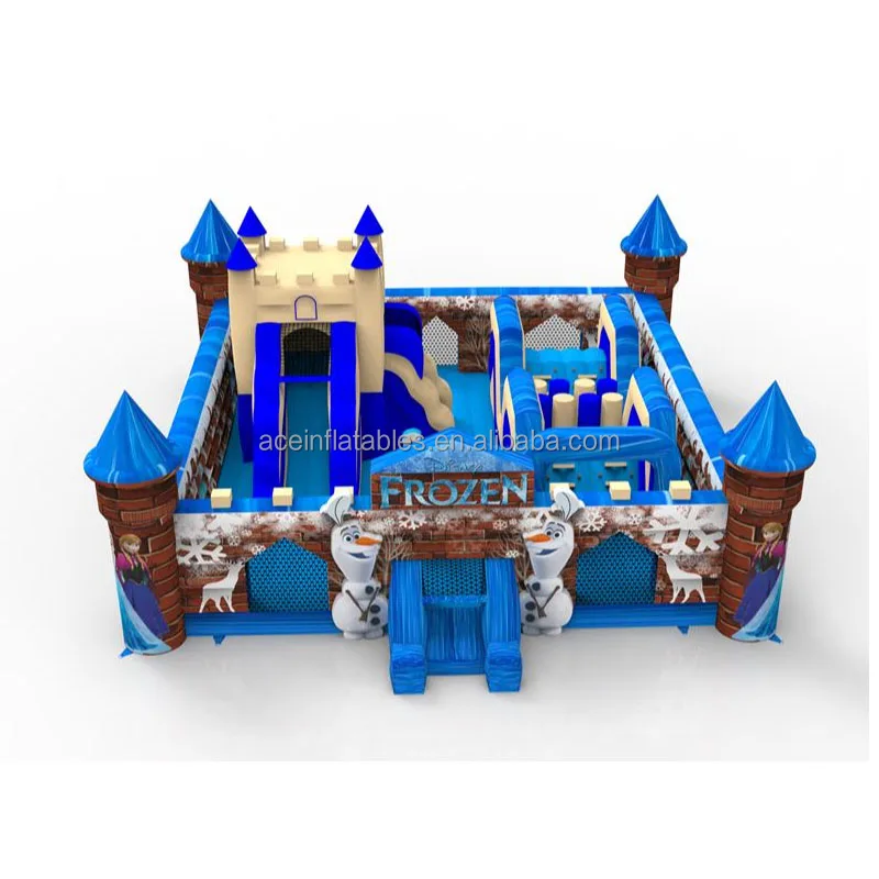 commercial kids amusement outdoor bouncy castle with slide fun city frozen princess theme inflatable playground