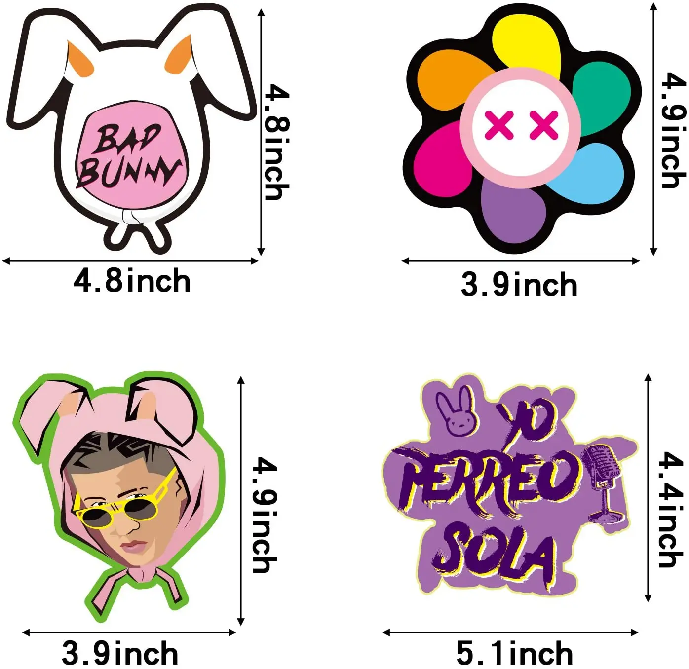 30Pcs Bad Bunny Paper Card  Table Toppers Paper Music Character Themed Birthday Party Favor Decorations