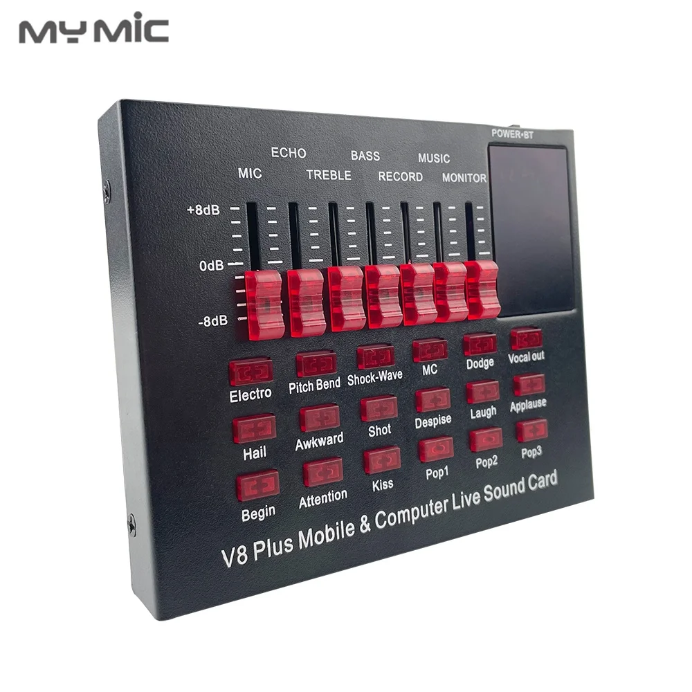 MY MIC v8 plus usb sound card audio interface mixer live podcast sound cards for youtube streaming singing microphone recording