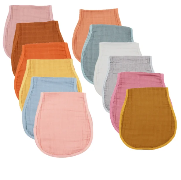 Hot sales large size absorbent soft plain washcloths newborn organic cotton bibs baby bamboo muslin burp cloth
