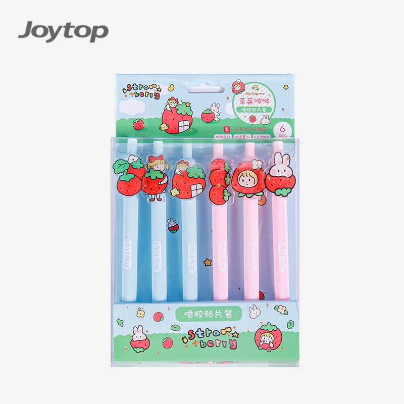 Joytop 3019 Wholesale Plastic Kawaii Strawberry Cartoon Student Ballpoint Pens Retractable 0.5Mm