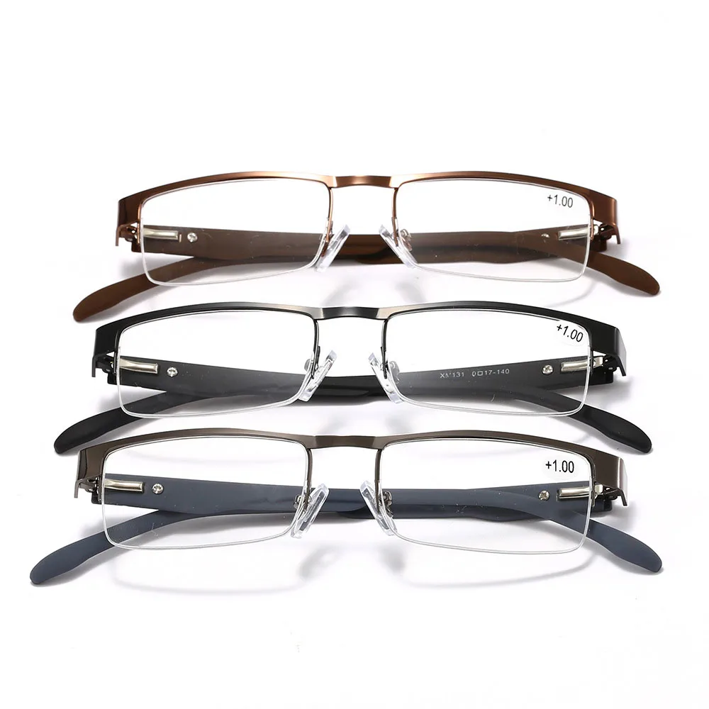Fashion Half Metal Frame Magnifying  Glasses for Reading Rectangular Women Men Reading Glasses 2021 0.50 0.75 1.5