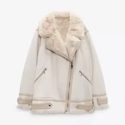 Winter new style suede leather jacket fleece jacket women lapel solid color fur coat shearling sheepskin woman coat