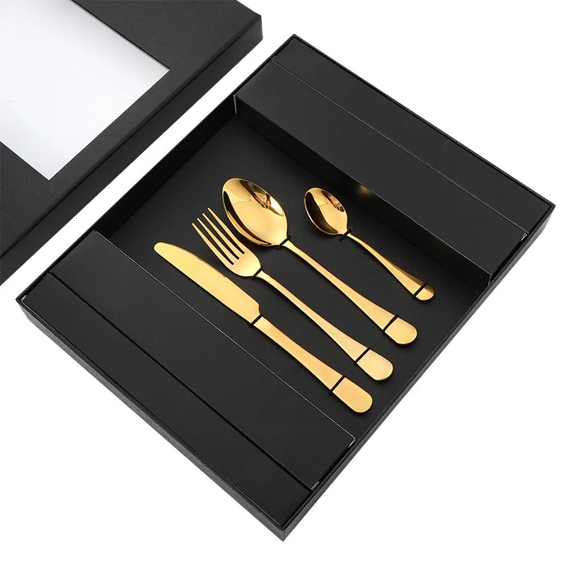 18/0 Low MOQ customize logo 24 pcs gift box stainless steel cutlery set